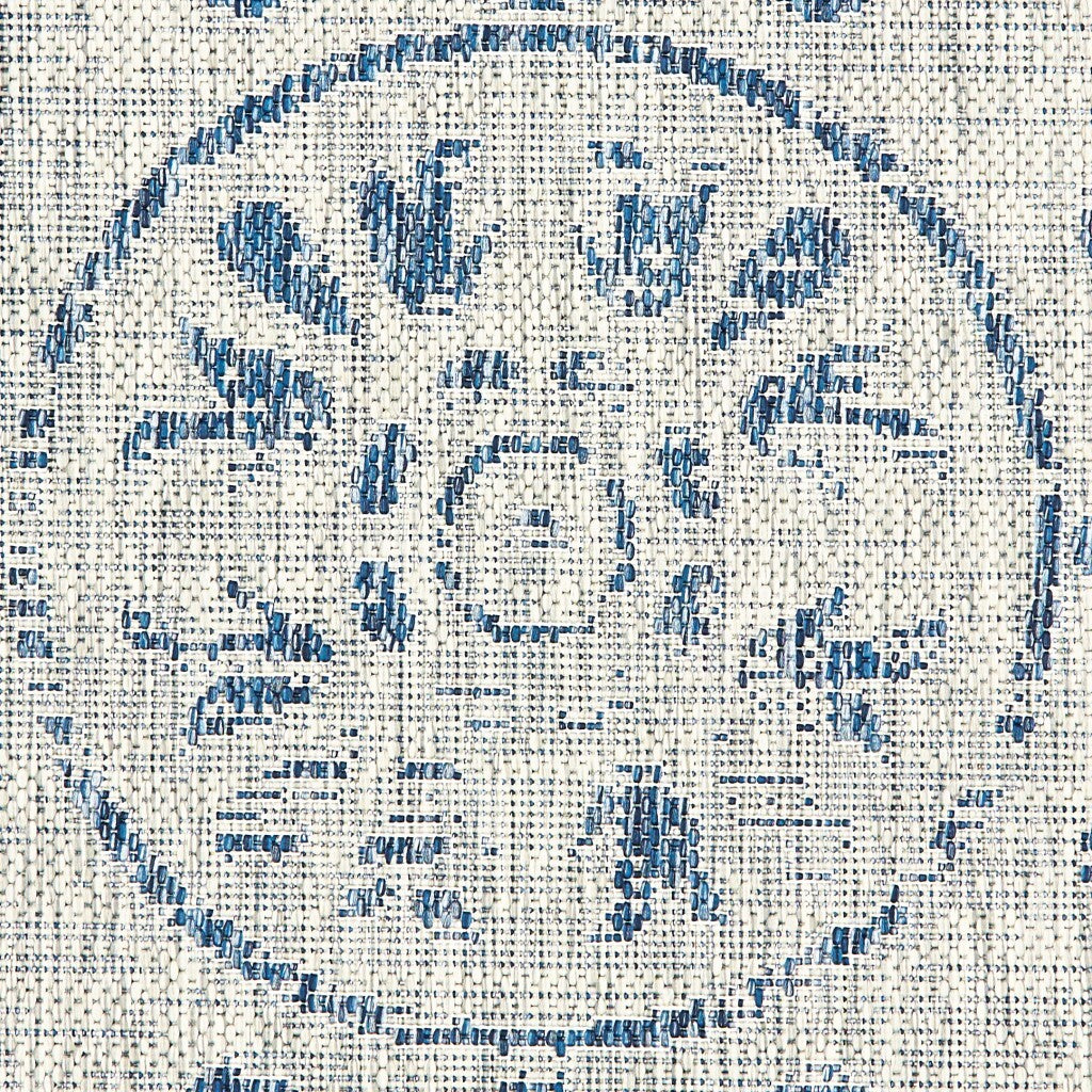 8' x 10' Blue Ornate Indoor Outdoor Area Rug