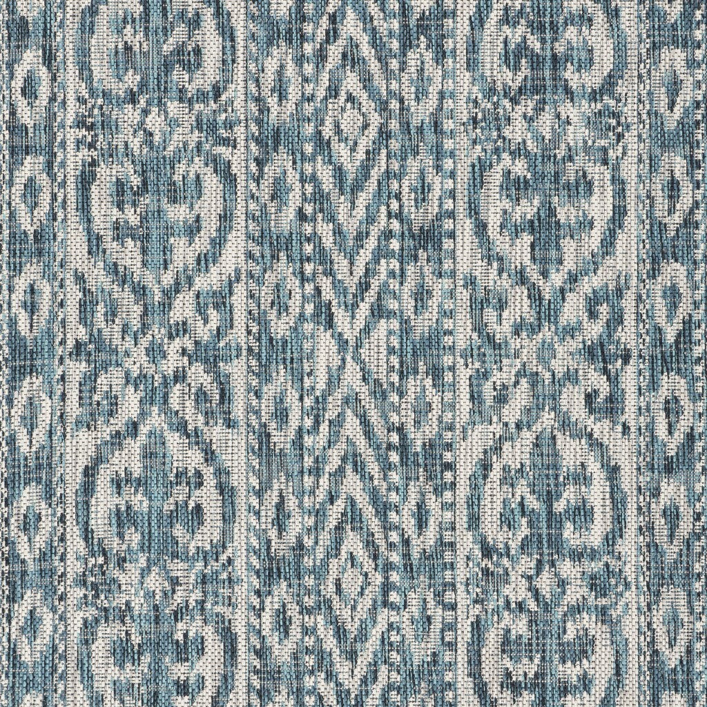 3' x 5' Blue Geometric Indoor Outdoor Area Rug