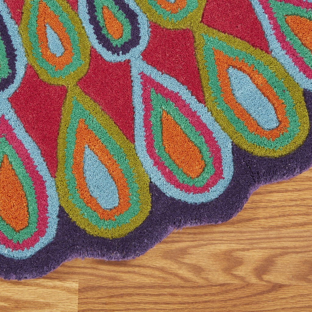 8' Round Pink Floral Edged Area Rug