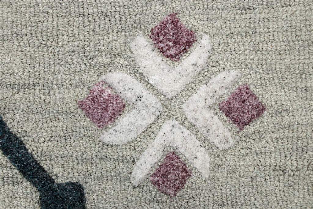 7' Round Gray Decorative Charm Area Rug
