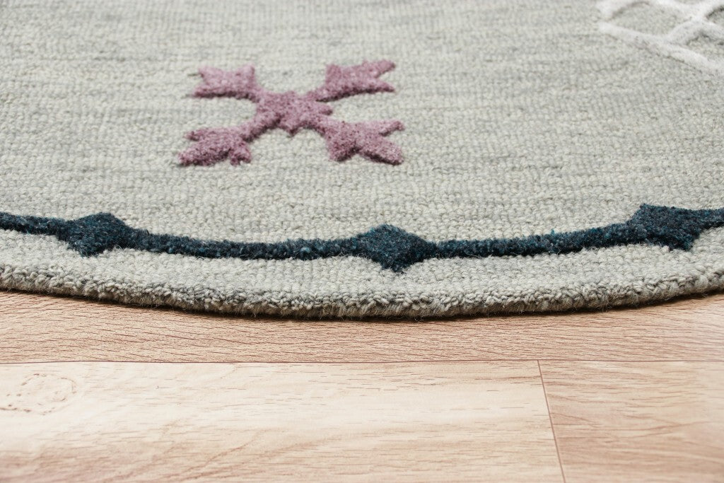 7' Round Gray Decorative Charm Area Rug