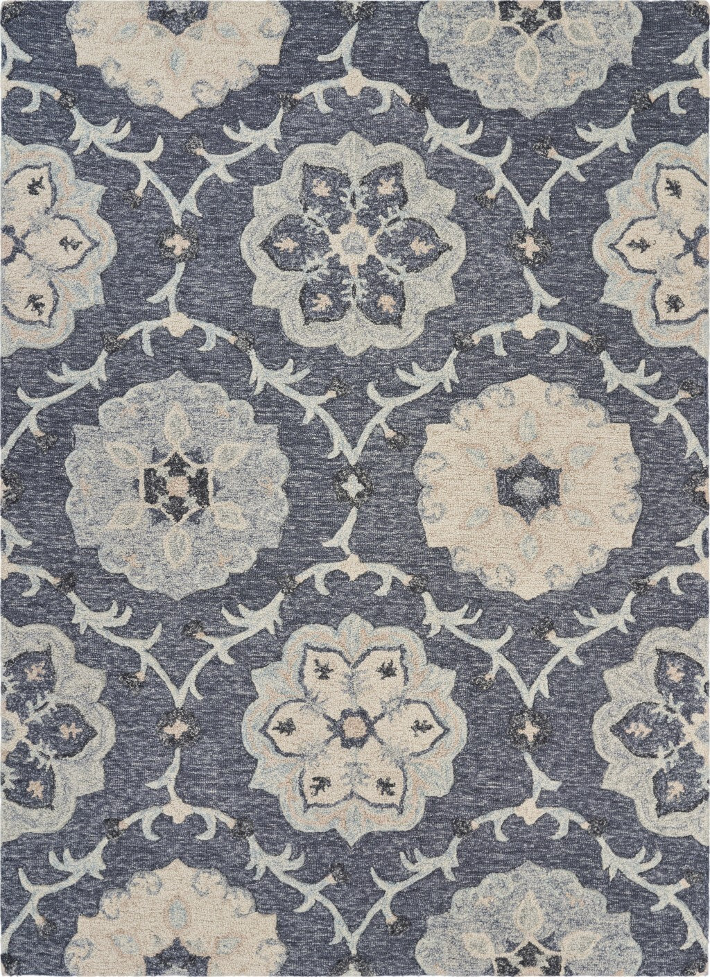 5' x 7' Gray Floral Trellis Area Rug