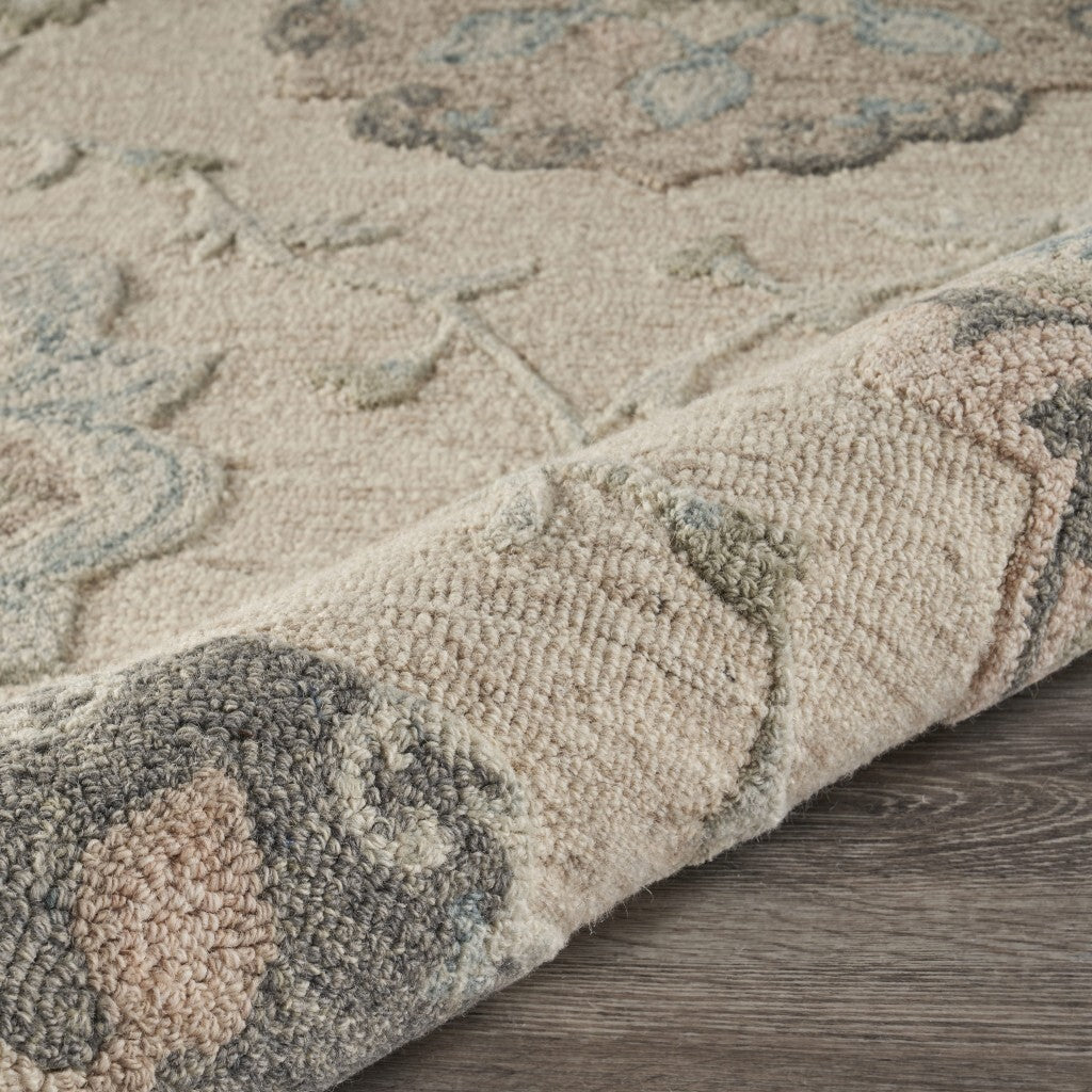 7' x 9' Ivory Intricate Floral Area Rug