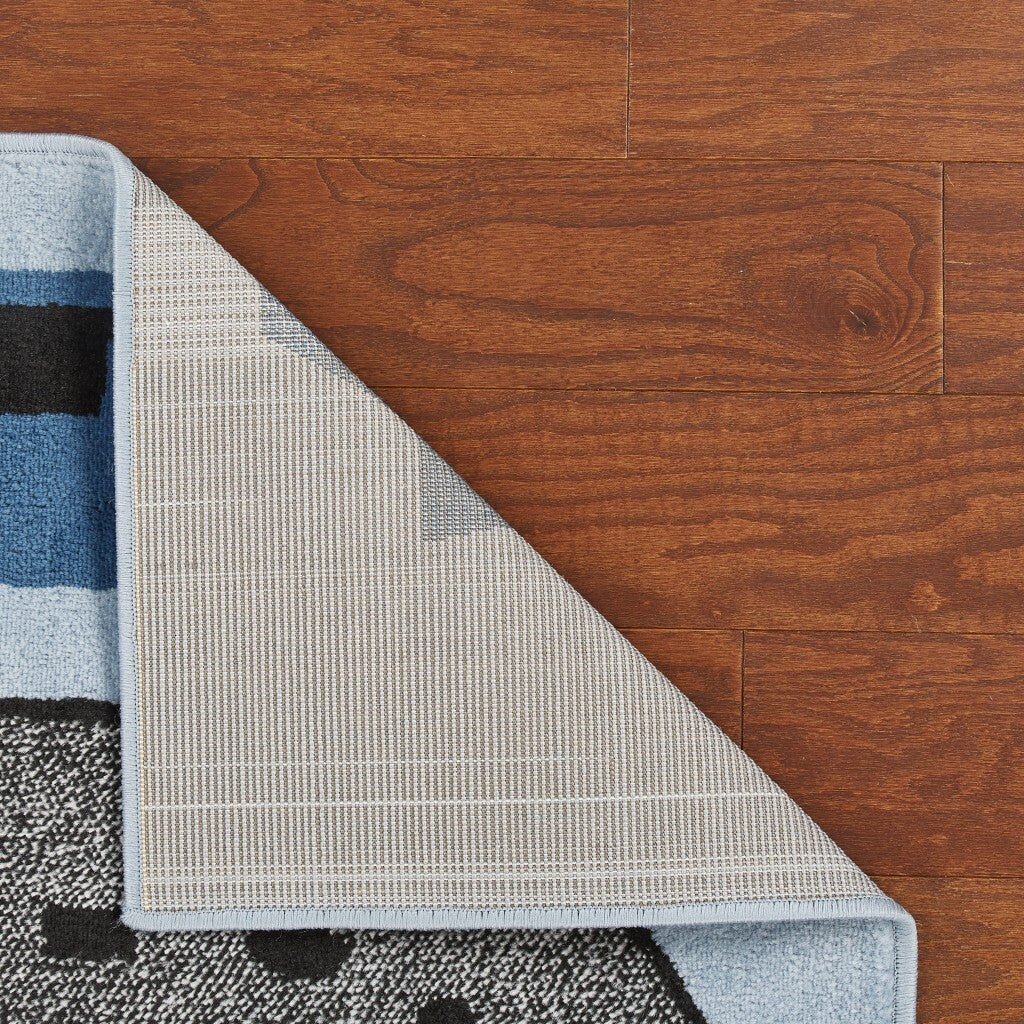 4' x 6' Blue Imaginative Racetrack Area Rug