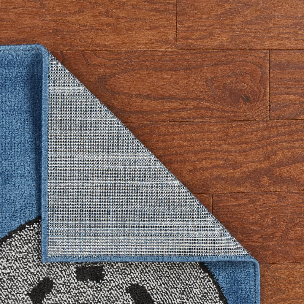 4' x 6' Navy Imaginative Racetrack Area Rug