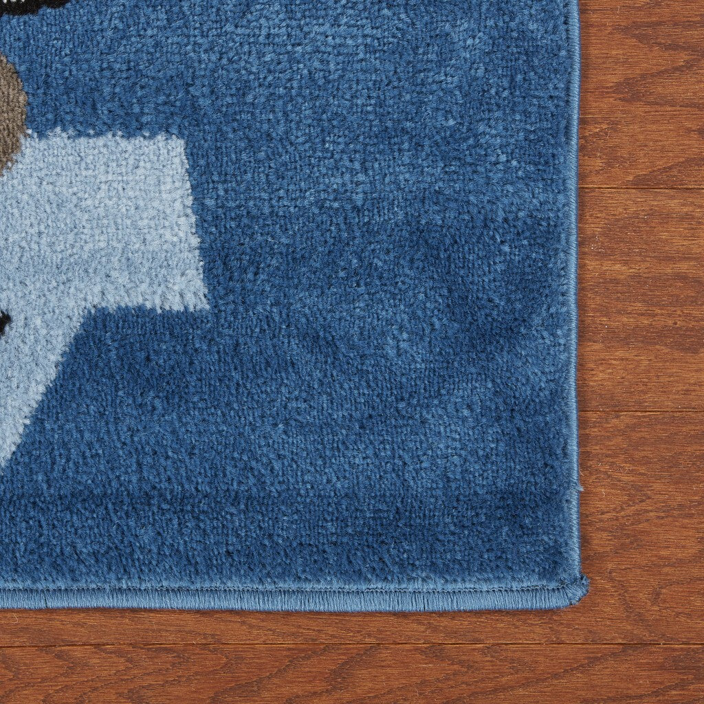 4' x 6' Navy Imaginative Racetrack Area Rug