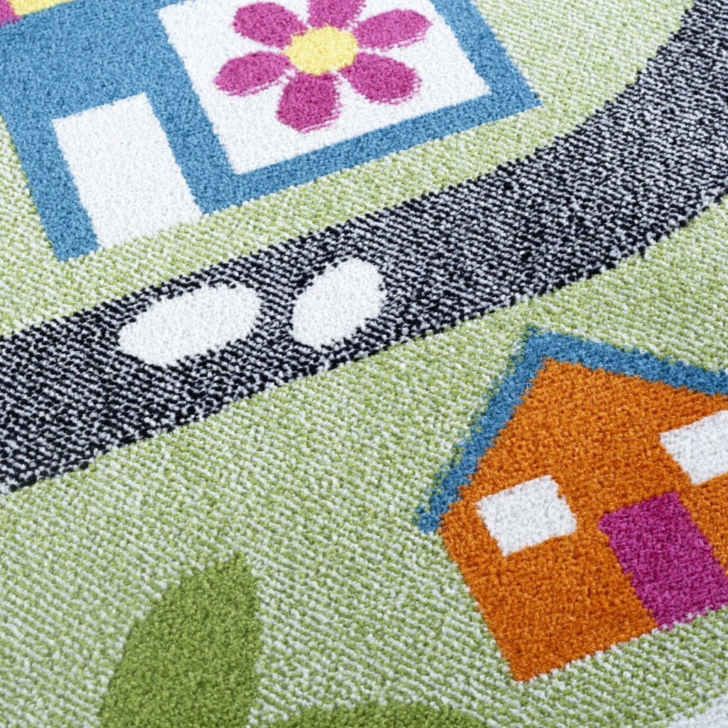 5' x 7' Green Palace Roadway Area Rug