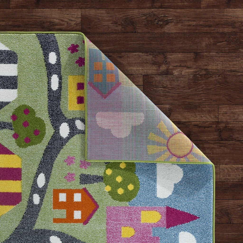 5' x 7' Green Palace Roadway Area Rug
