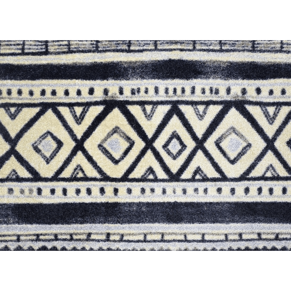 2' x 3' Black and Gray Modern Tribal Washable Floor Mat