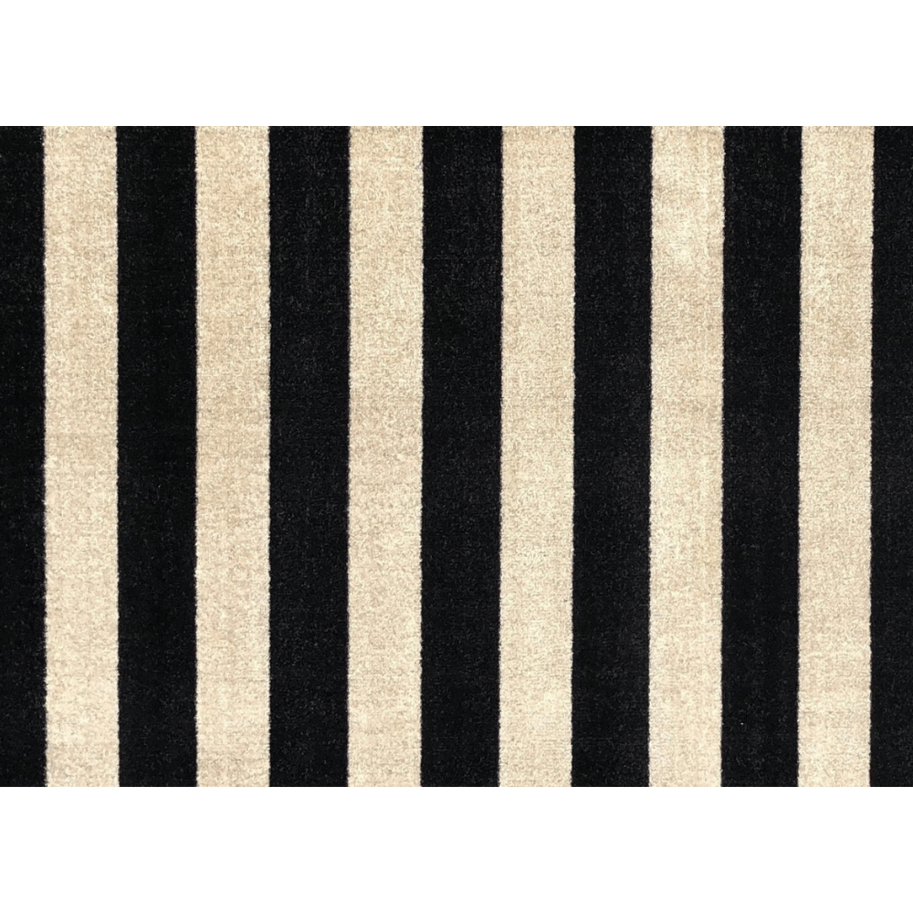 2' x 4' Black and Tan Wide Stripe Washable Floor Mat