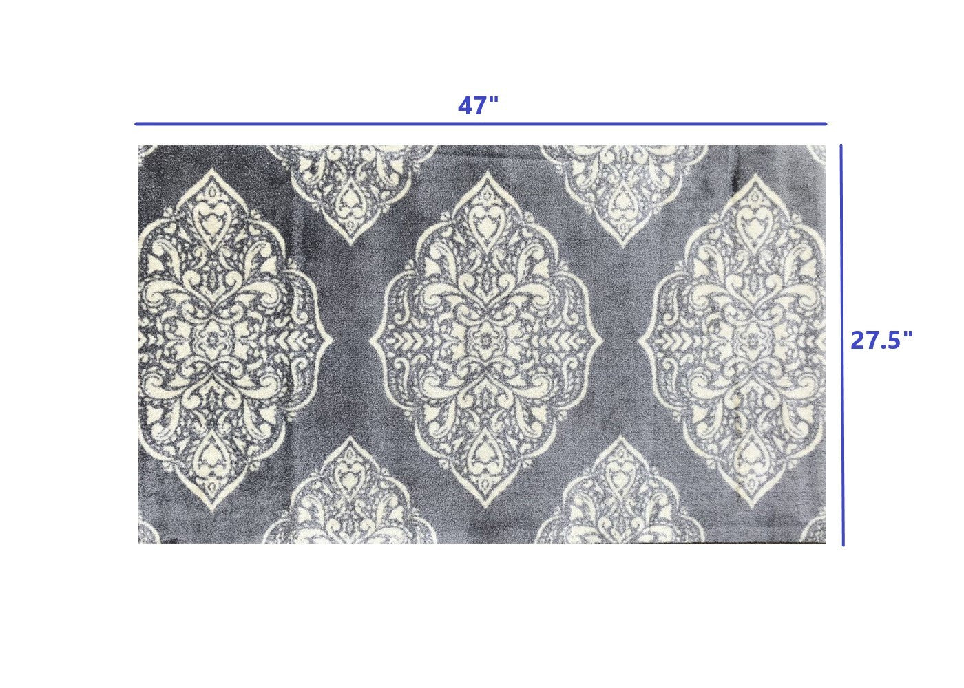 2' x 4' Gray and Ivory Scallop Medallion Washable Floor Mat