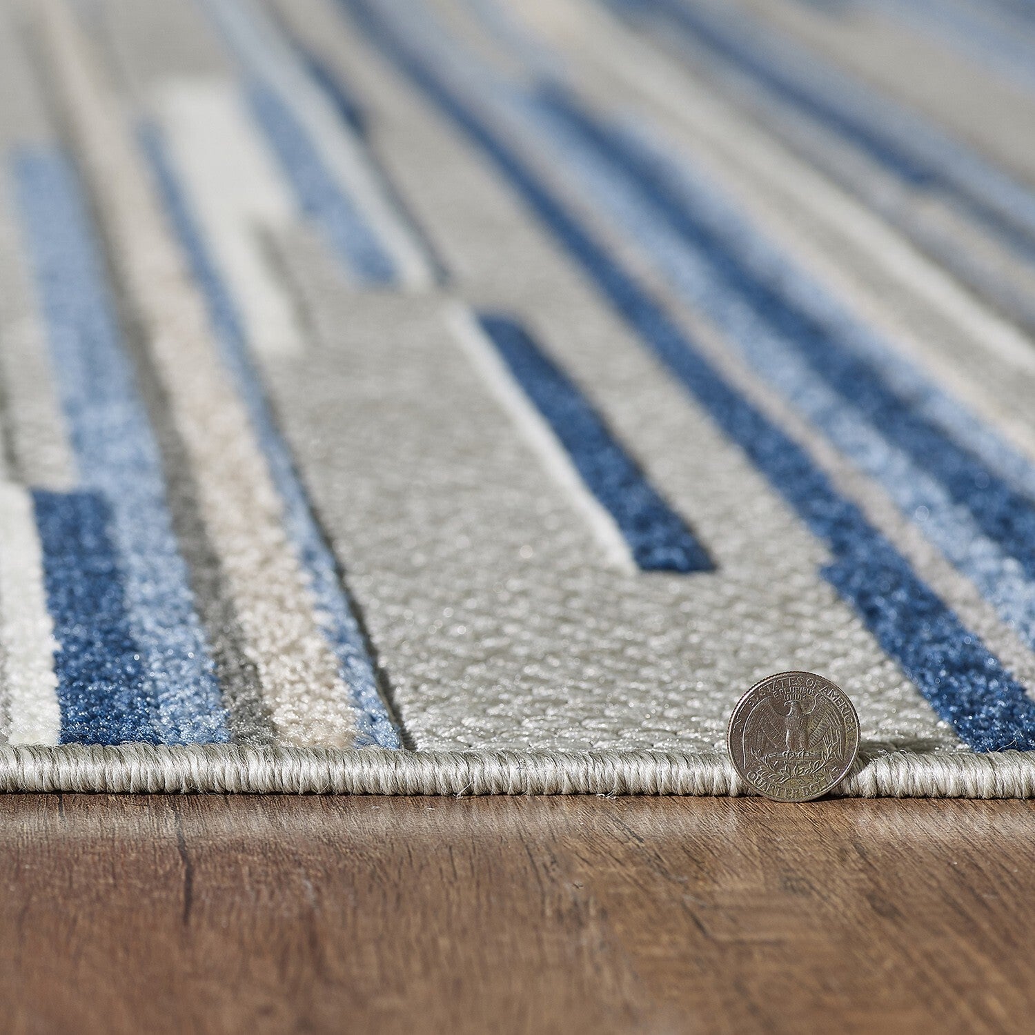 5' x 7' Blue Abstract Striped Indoor Outdoor Area Rug