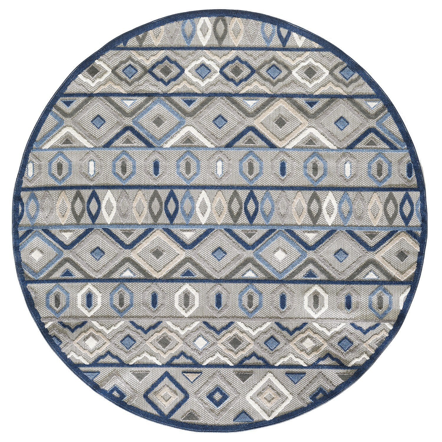 3' x 5' Gray Blue Aztec Pattern Indoor Outdoor Area Rug