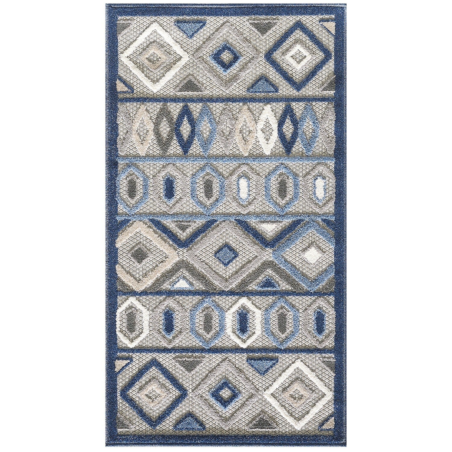 3' x 5' Gray Blue Aztec Pattern Indoor Outdoor Area Rug