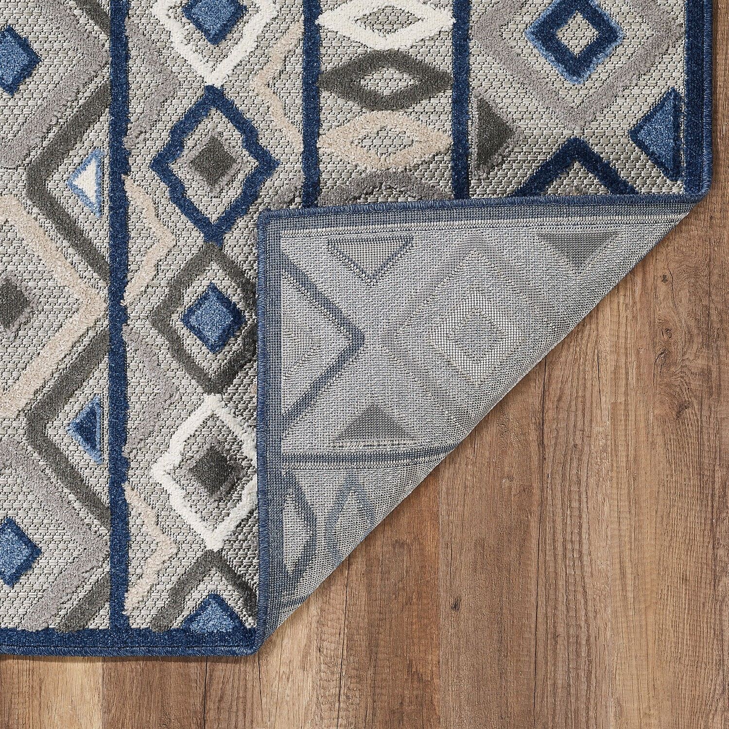 3' x 5' Gray Blue Aztec Pattern Indoor Outdoor Area Rug