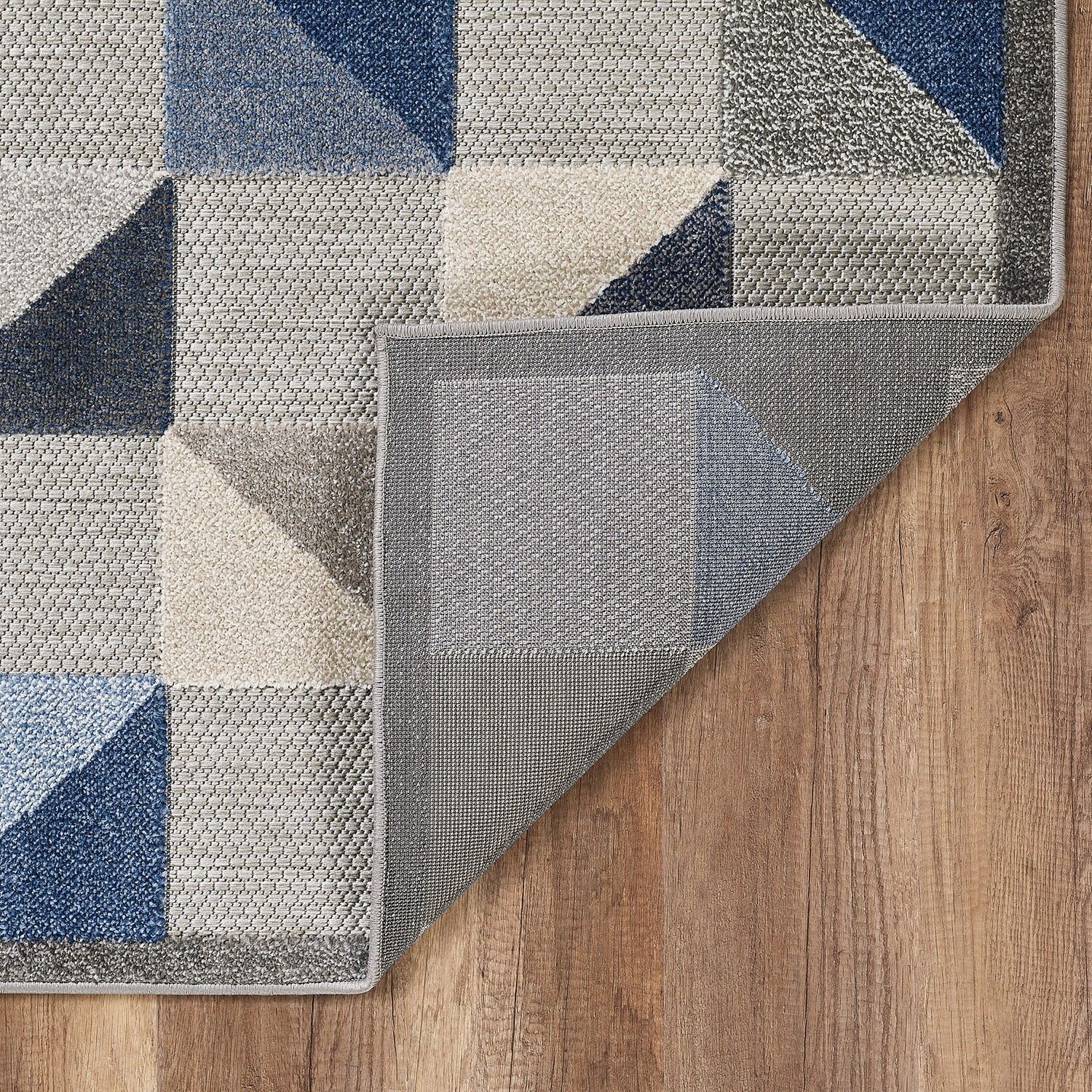 7' x 9' Blue Gray Triangle Indoor Outdoor Area Rug