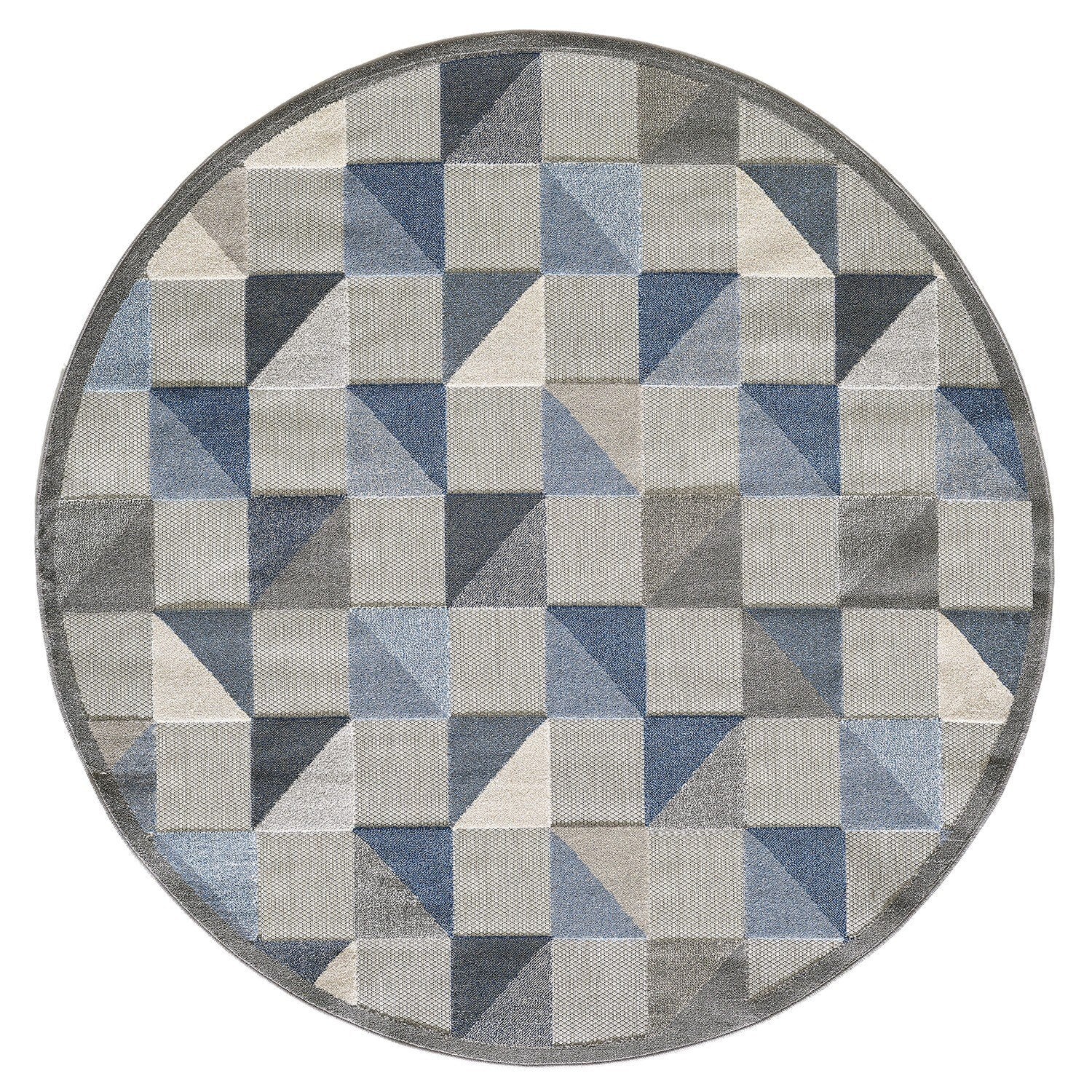 8' x 10' Blue Gray Triangle Indoor Outdoor Area Rug