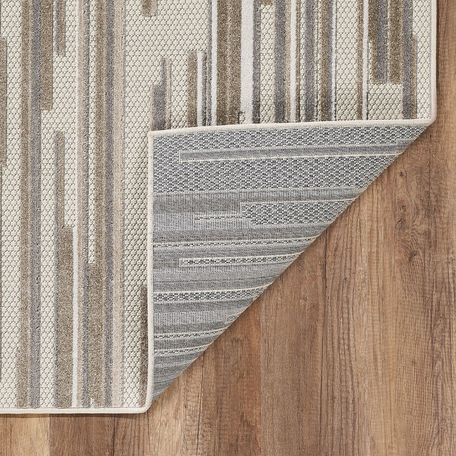 2' x 4' Gray Abstract Striped Indoor Outdoor Area Rug