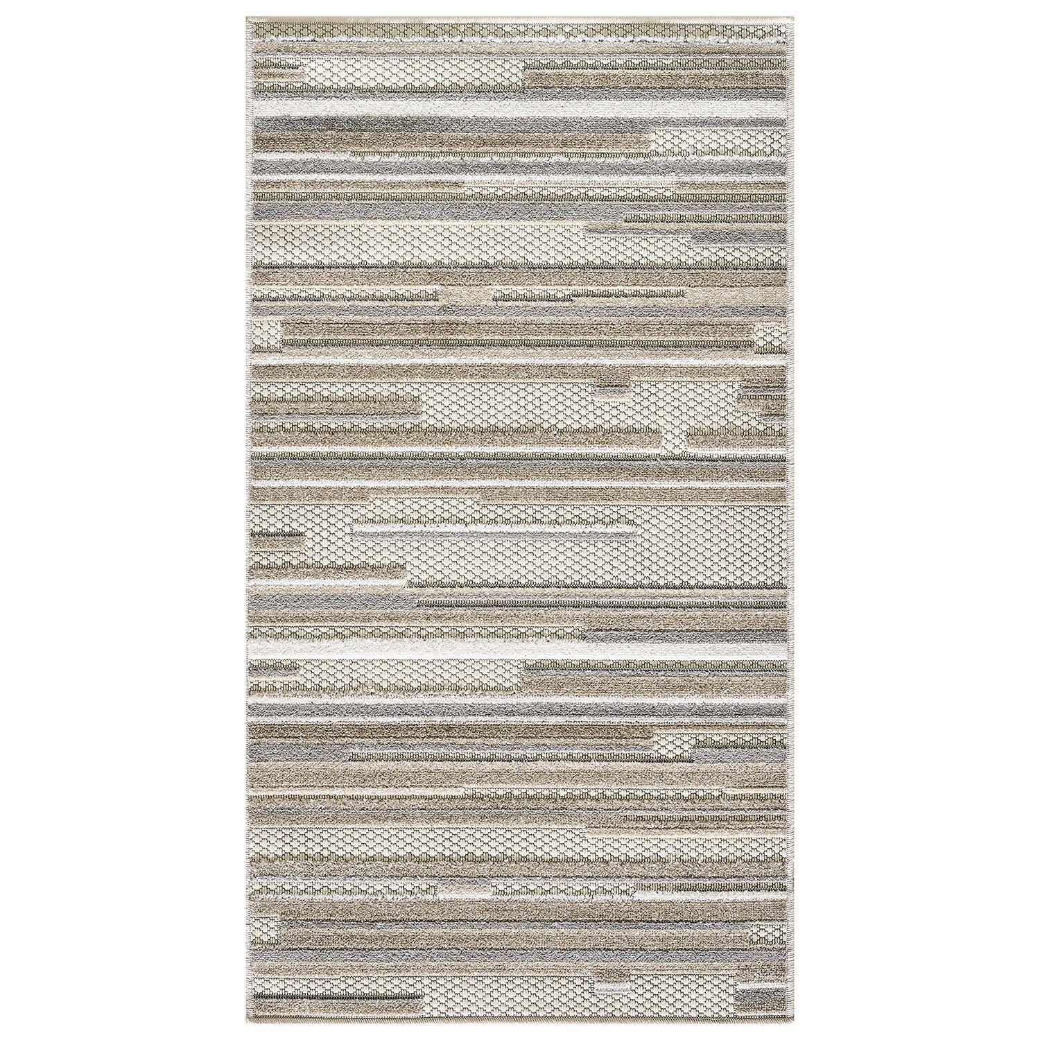 3' x 5' Gray Abstract Striped Indoor Outdoor Area Rug