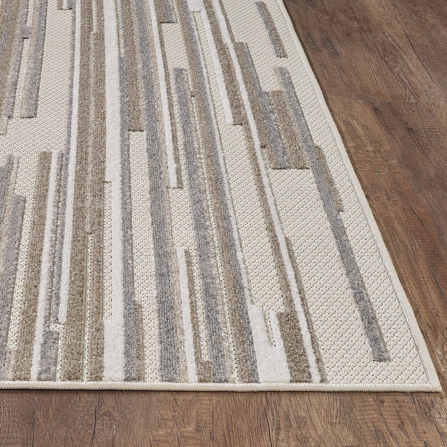 3' x 5' Gray Abstract Striped Indoor Outdoor Area Rug