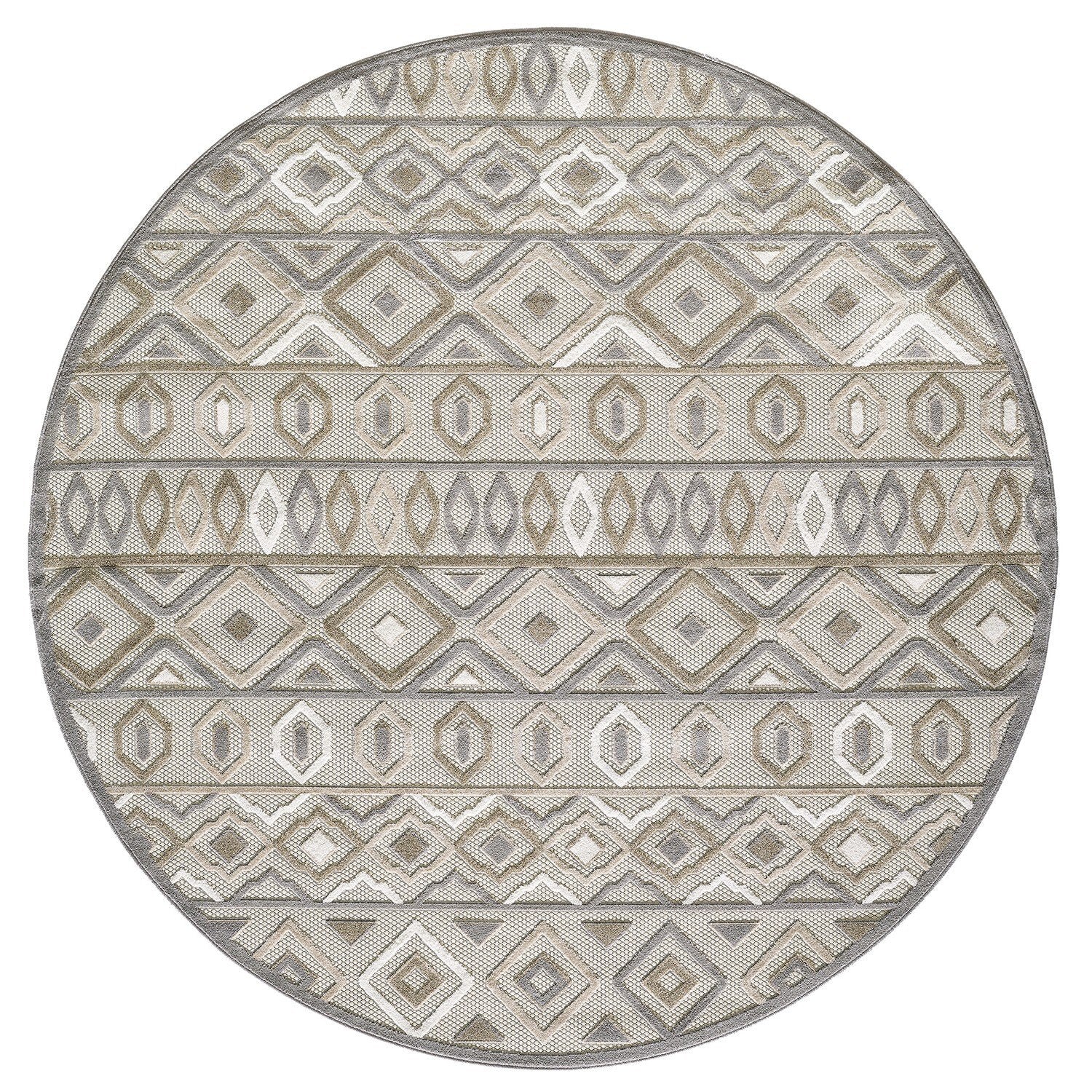 3' x 5' Gray Ivory Aztec Pattern Indoor Outdoor Area Rug