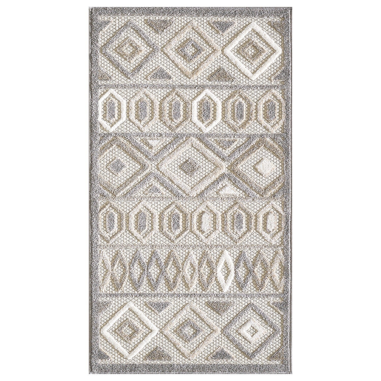 3' x 5' Gray Ivory Aztec Pattern Indoor Outdoor Area Rug