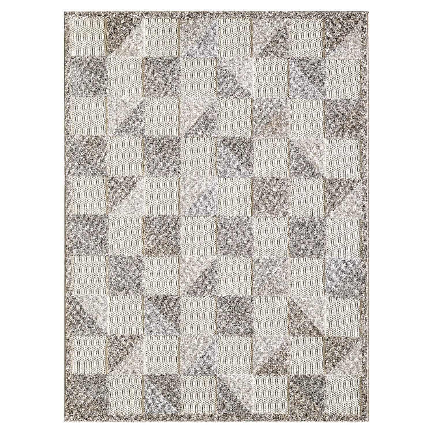 3' x 5' Gray Triangle Indoor Outdoor Area Rug