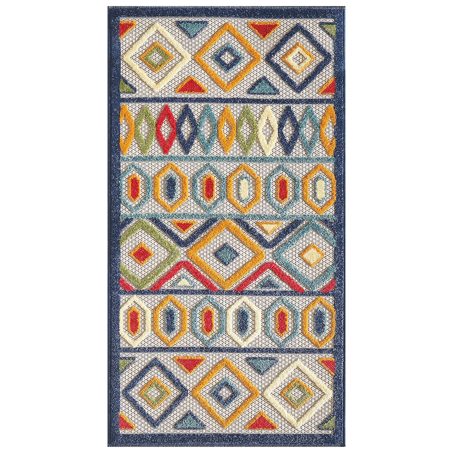 3' x 5' Multi Aztec Pattern Indoor Outdoor Area Rug