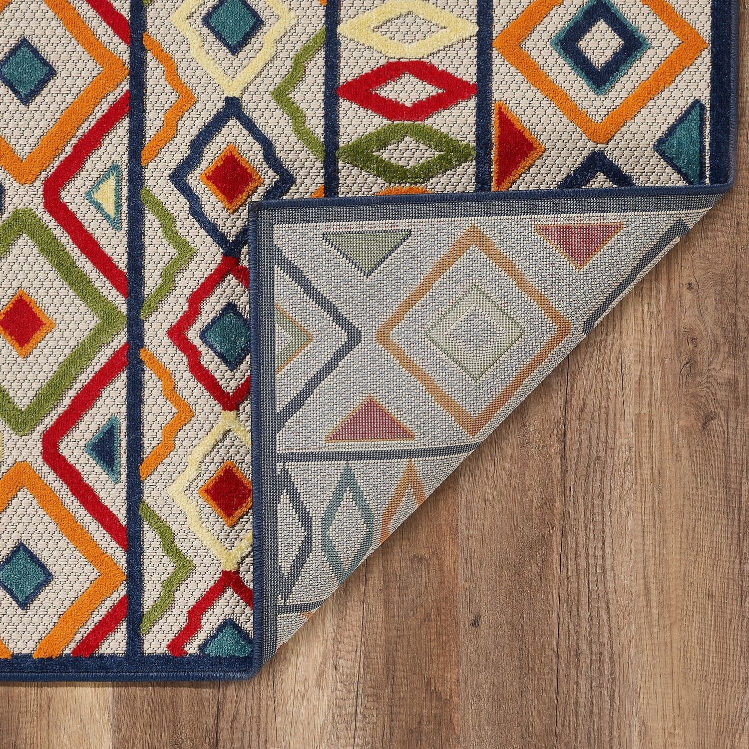 3' x 5' Multi Aztec Pattern Indoor Outdoor Area Rug