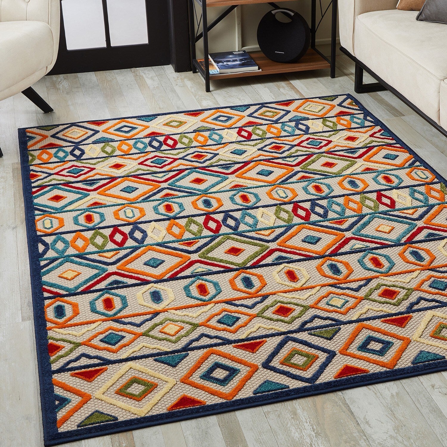 3' x 5' Multi Aztec Pattern Indoor Outdoor Area Rug