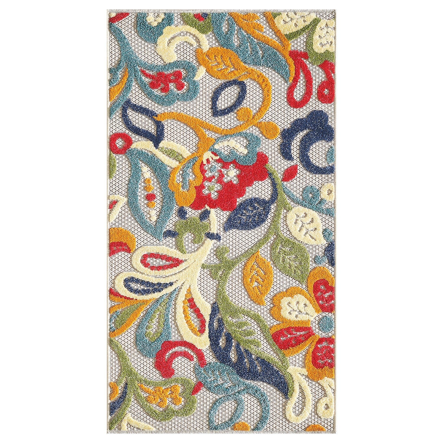 3' x 5' Multi Jacobean Floral Indoor Outdoor Area Rug