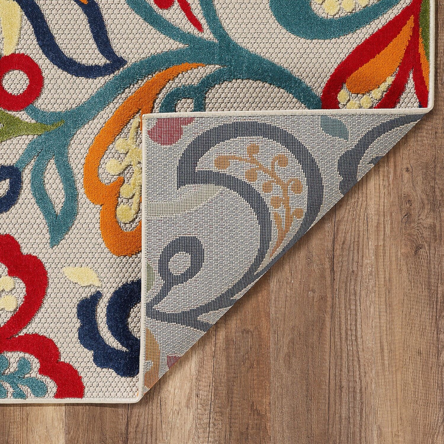 3' x 5' Multi Jacobean Floral Indoor Outdoor Area Rug