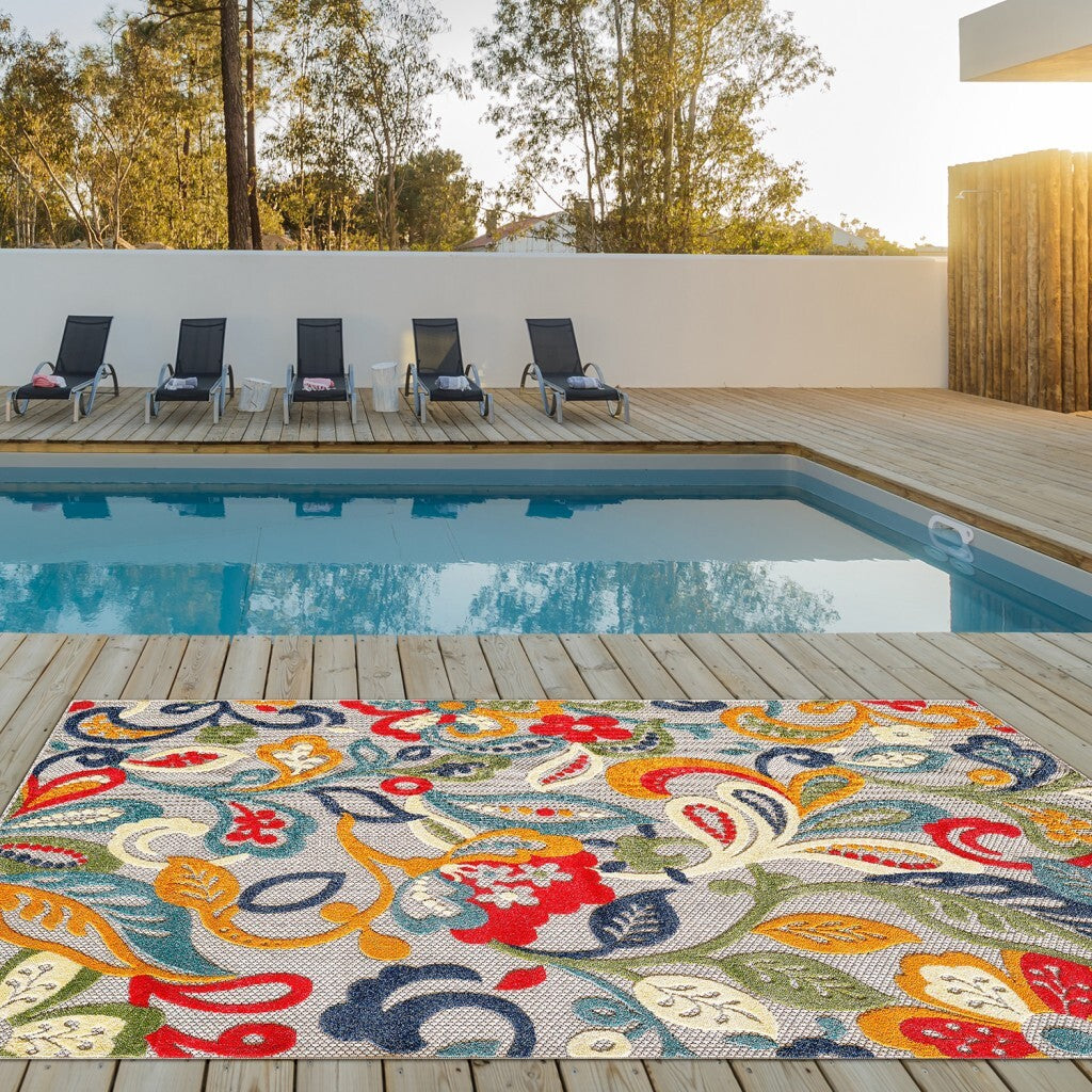 3' x 5' Multi Jacobean Floral Indoor Outdoor Area Rug