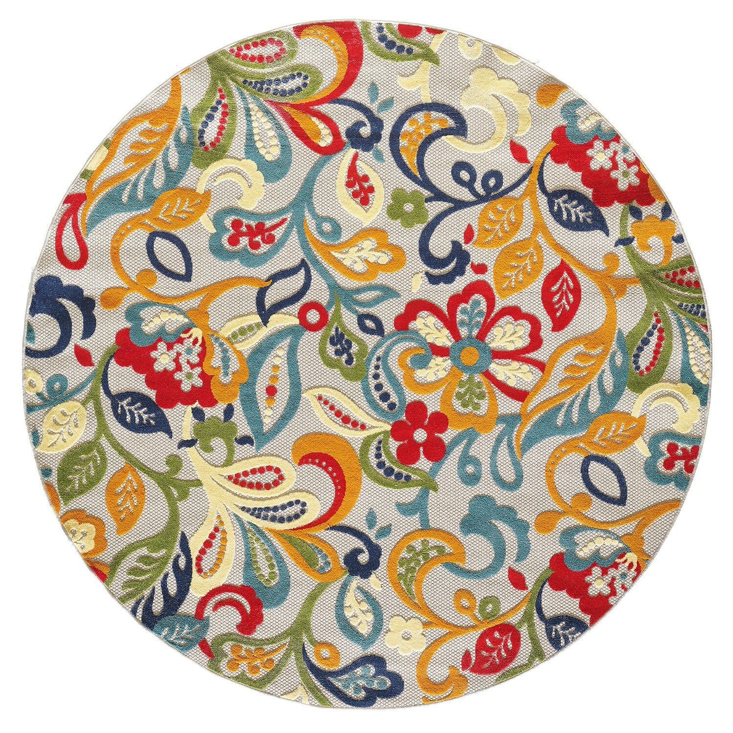 5' x 7' Multi Jacobean Floral Indoor Outdoor Area Rug