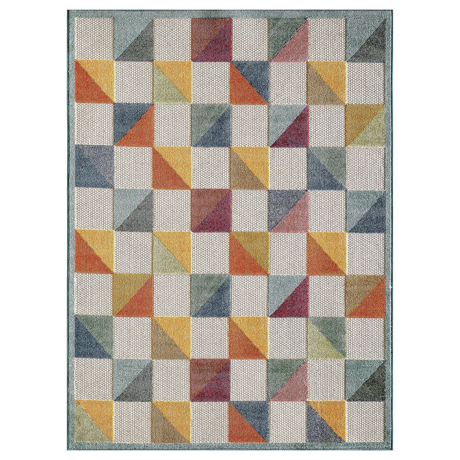 3' x 5' Orange Gray Triangle Indoor Outdoor Area Rug
