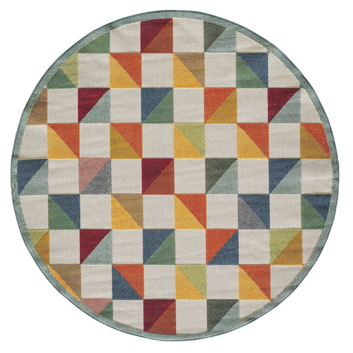 3' x 5' Orange Gray Triangle Indoor Outdoor Area Rug