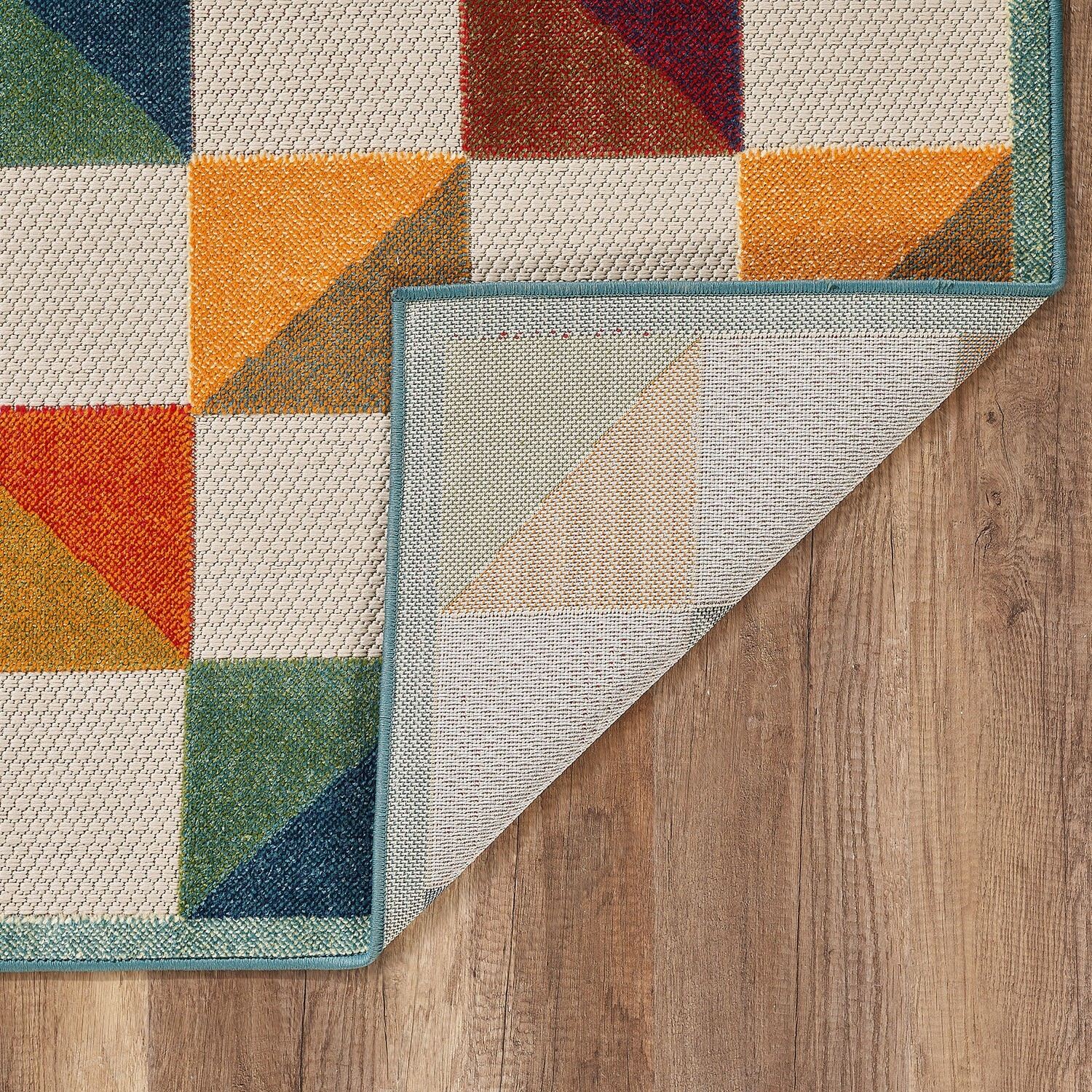 3' x 5' Orange Gray Triangle Indoor Outdoor Area Rug