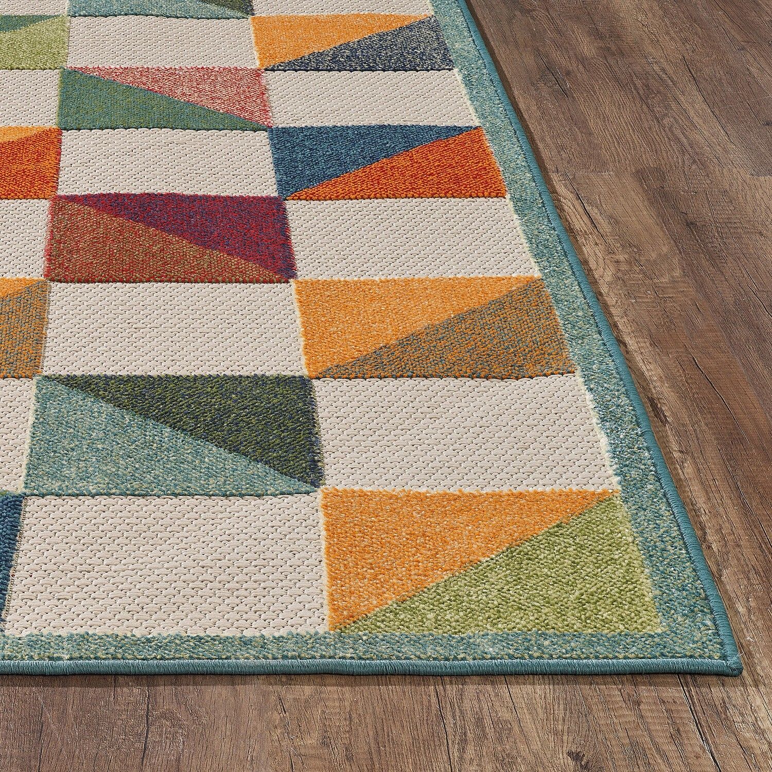 3' x 5' Orange Gray Triangle Indoor Outdoor Area Rug
