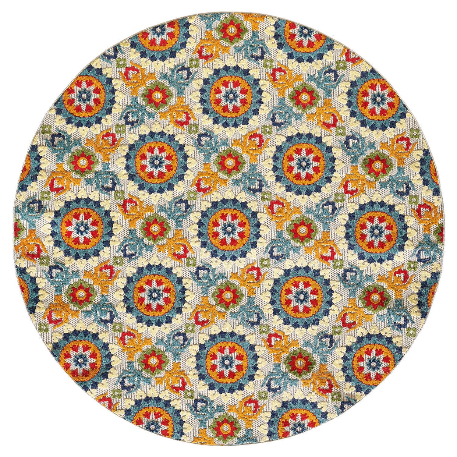 2' x 4' Orange Floral Lattice Indoor Outdoor Area Rug