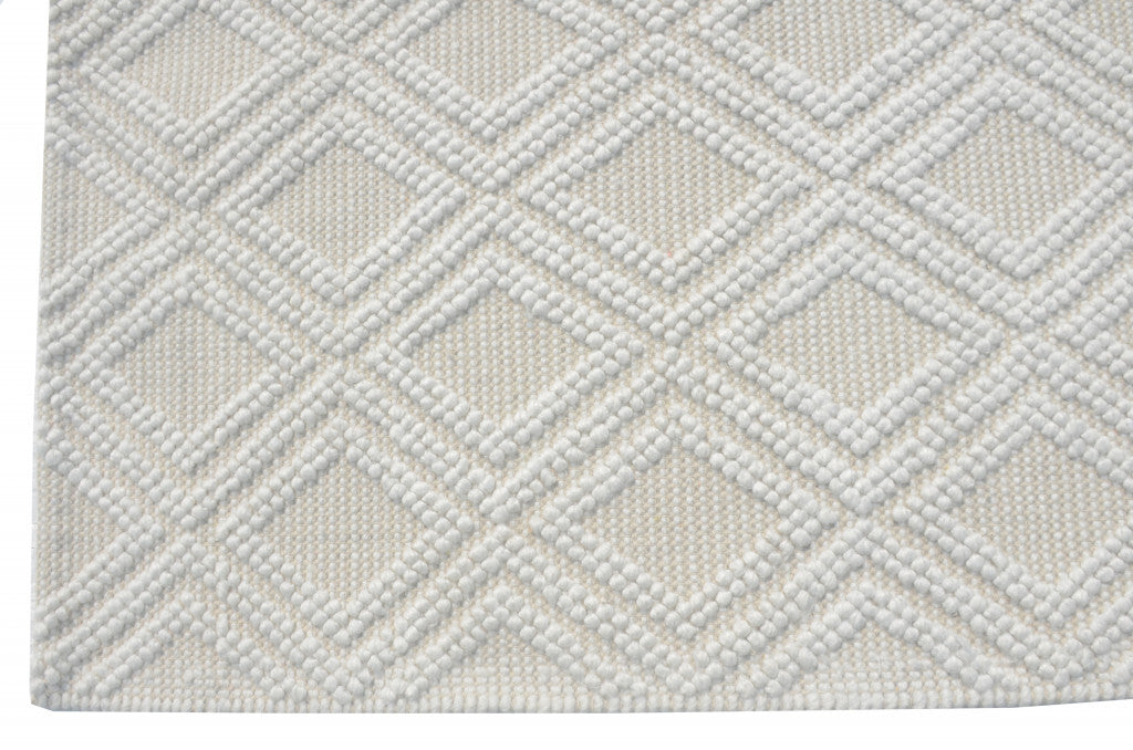 6' x 9' Ivory Diamond Lattice Modern Area Rug