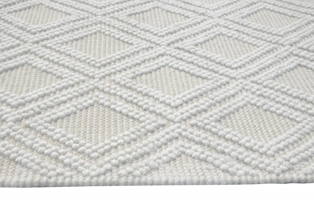 6' x 9' Ivory Diamond Lattice Modern Area Rug