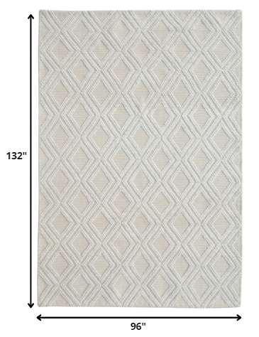 8' x 11' Ivory Diamond Lattice Modern Area Rug