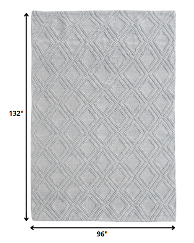 8' x 11' Gray Diamond Lattice Modern Area Rug