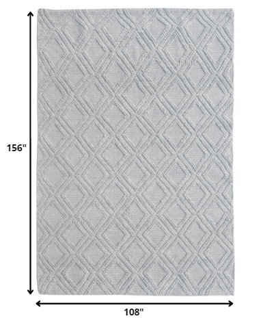 9' x 13' Gray Diamond Lattice Modern Area Rug