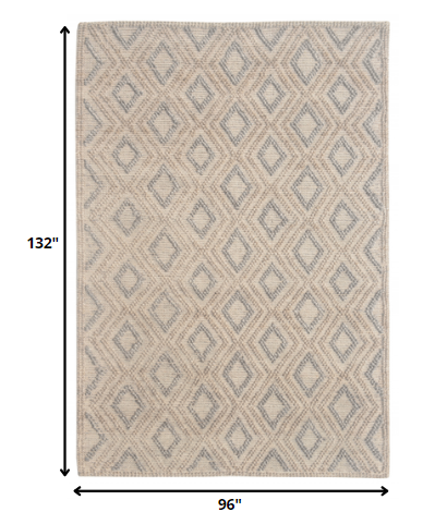 8' x 11' Tan Gray Diamond Lattice Modern Area Rug