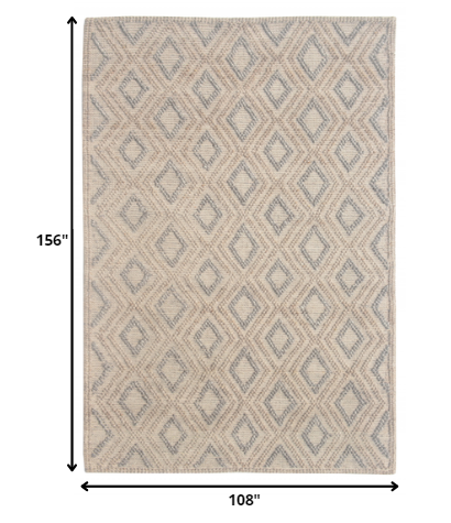 9' x 13' Tan Gray Diamond Lattice Modern Area Rug