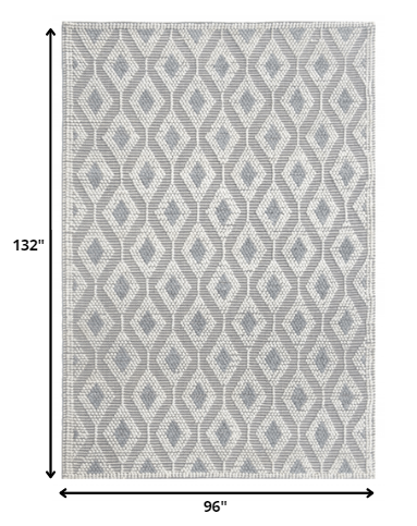 8' x 11' Ivory Gray Diamond Trellis Modern Area Rug