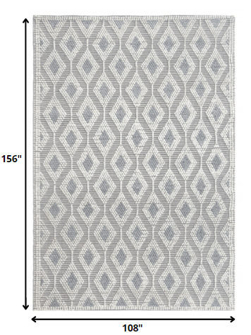 9' x 13' Ivory Gray Diamond Trellis Modern Area Rug