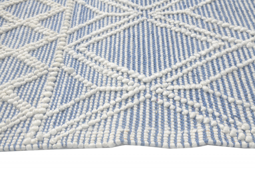 8' x 11' Blue Ivory Tribal Geometric Pattern Area Rug