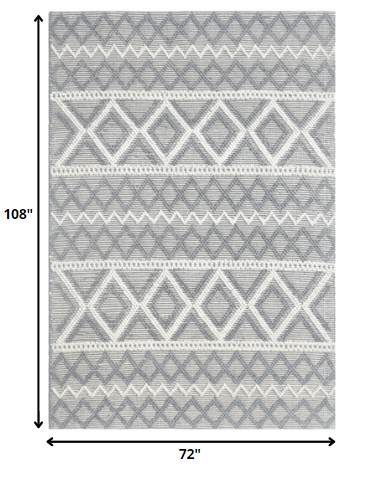 6' x 9' Gray Ivory Diamonds Boho Chic Area Rug